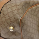 CELINE Macadam Canvas Boston Bag PVC Beige Gold Auth gh517-15