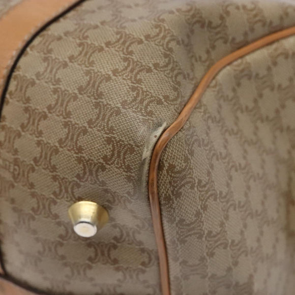 CELINE Macadam Canvas Boston Bag PVC Beige Gold Auth gh517