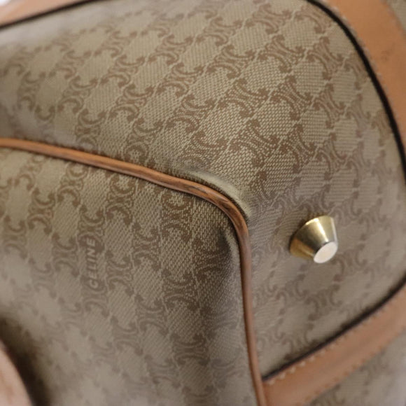 CELINE Macadam Canvas Boston Bag PVC Beige Gold Auth gh517