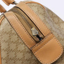 CELINE Macadam Canvas Boston Bag PVC Beige Gold Auth gh517-10