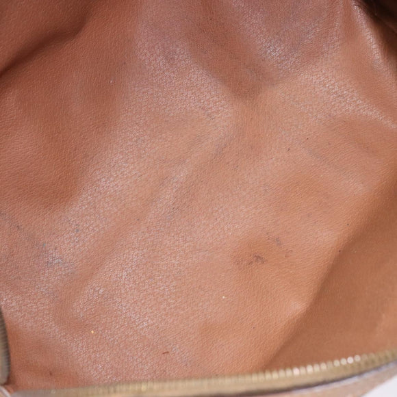 CELINE Macadam Canvas Boston Bag PVC Beige Gold Auth gh517