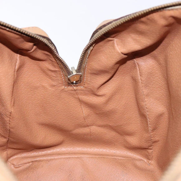 CELINE Macadam Canvas Boston Bag PVC Beige Gold Auth gh517