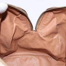 CELINE Macadam Canvas Boston Bag PVC Beige Gold Auth gh517-19