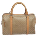 CELINE Macadam Canvas Boston Bag PVC Beige Gold Auth gh517-2