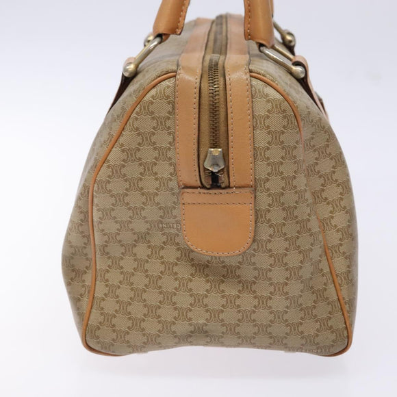 CELINE Macadam Canvas Boston Bag PVC Beige Gold Auth gh517