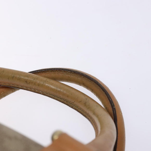 CELINE Macadam Canvas Boston Bag PVC Beige Gold Auth gh517