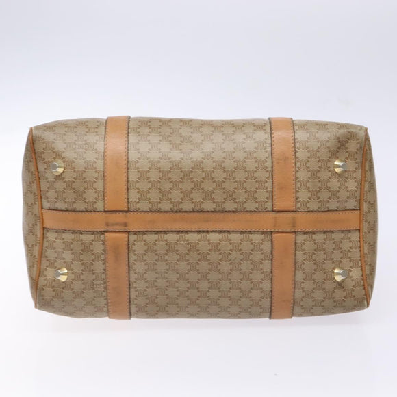 CELINE Macadam Canvas Boston Bag PVC Beige Gold Auth gh517