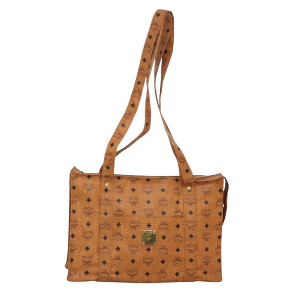 MCM Logogram Vicetos Shoulder Bag PVC Brown Gold Auth gh521