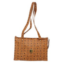 MCM Logogram Vicetos Shoulder Bag PVC Brown Gold Auth gh521-2