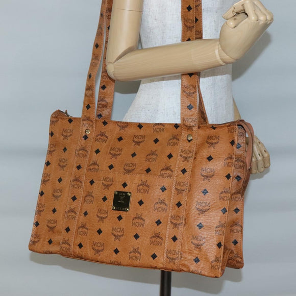 MCM Logogram Vicetos Shoulder Bag PVC Brown Gold Auth gh521