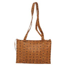 MCM Logogram Vicetos Shoulder Bag PVC Brown Gold Auth gh521-3