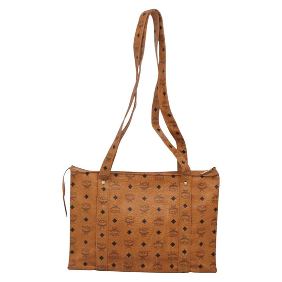 MCM Logogram Vicetos Shoulder Bag PVC Brown Gold Auth gh521