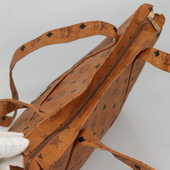 MCM Logogram Vicetos Shoulder Bag PVC Brown Gold Auth gh521