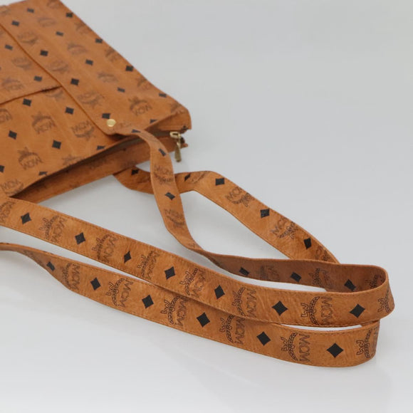 MCM Logogram Vicetos Shoulder Bag PVC Brown Gold Auth gh521