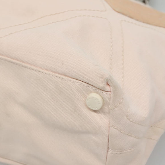 CHANEL COCO Mark Tote Bag No.5 Canvas White Silver CC Auth gh524