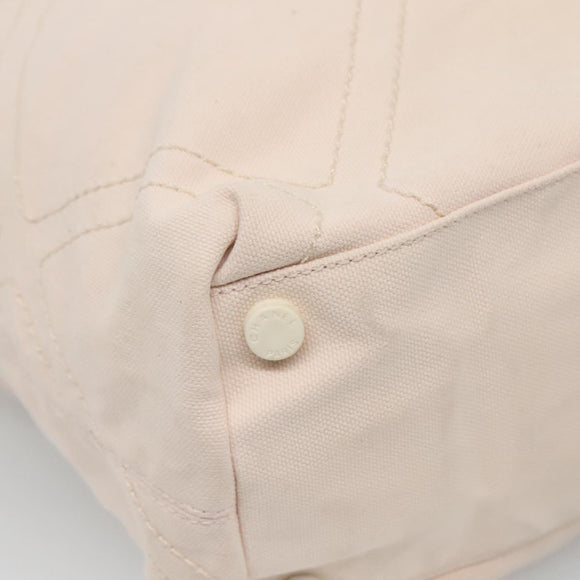 CHANEL COCO Mark Tote Bag No.5 Canvas White Silver CC Auth gh524