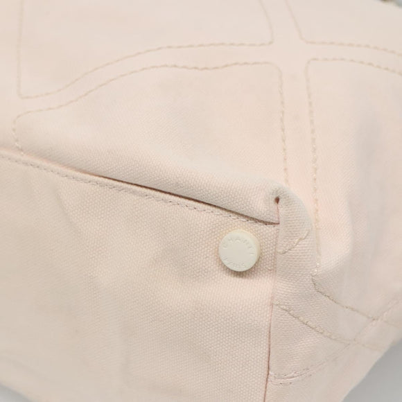 CHANEL COCO Mark Tote Bag No.5 Canvas White Silver CC Auth gh524