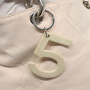 CHANEL COCO Mark Tote Bag No.5 Canvas White Silver CC Auth gh524-14