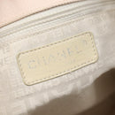 CHANEL COCO Mark Tote Bag No.5 Canvas White Silver CC Auth gh524-16