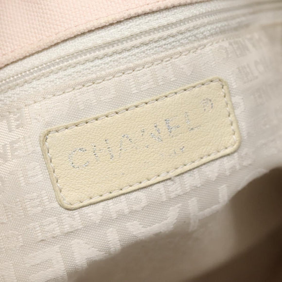 CHANEL COCO Mark Tote Bag No.5 Canvas White Silver CC Auth gh524