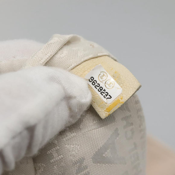 CHANEL COCO Mark Tote Bag No.5 Canvas White Silver CC Auth gh524