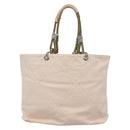 CHANEL COCO Mark Tote Bag No.5 Canvas White Silver CC Auth gh524-3