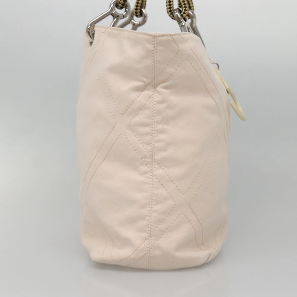 CHANEL COCO Mark Tote Bag No.5 Canvas White Silver CC Auth gh524