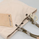 CHANEL COCO Mark Tote Bag No.5 Canvas White Silver CC Auth gh524-6