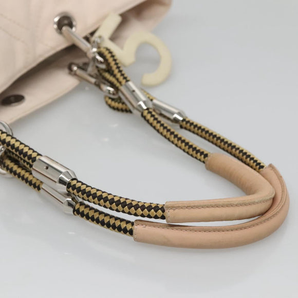 CHANEL COCO Mark Tote Bag No.5 Canvas White Silver CC Auth gh524