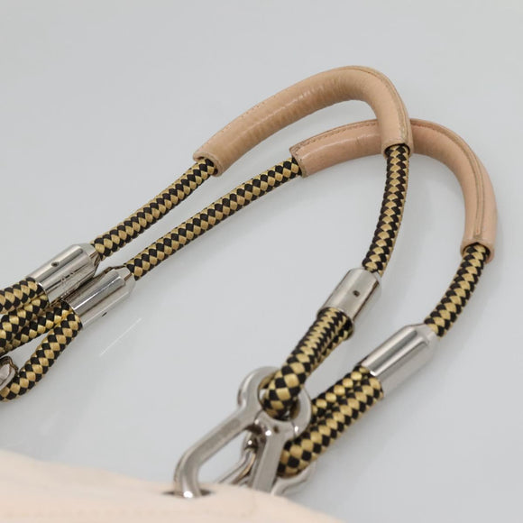 CHANEL COCO Mark Tote Bag No.5 Canvas White Silver CC Auth gh524