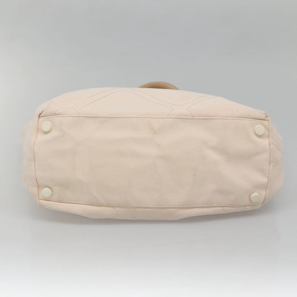 CHANEL COCO Mark Tote Bag No.5 Canvas White Silver CC Auth gh524