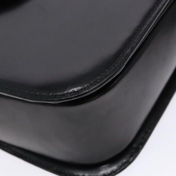 BALLY Hand Bag Leather Black Gold Auth gh533