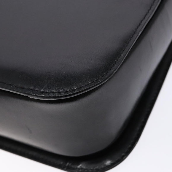 BALLY Hand Bag Leather Black Gold Auth gh533