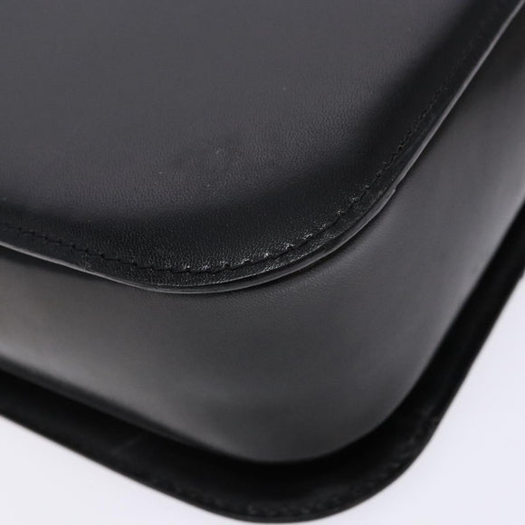 BALLY Hand Bag Leather Black Gold Auth gh533