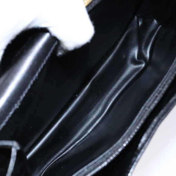 BALLY Hand Bag Leather Black Gold Auth gh533