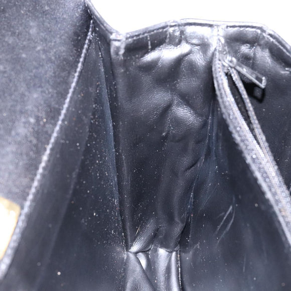 BALLY Hand Bag Leather Black Gold Auth gh533