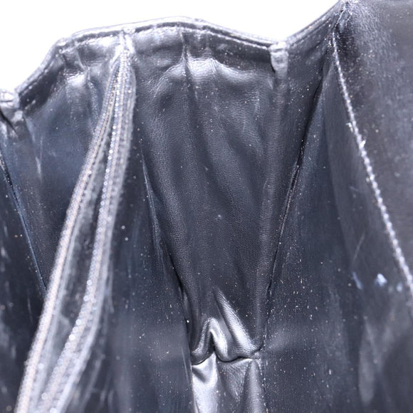 BALLY Hand Bag Leather Black Gold Auth gh533