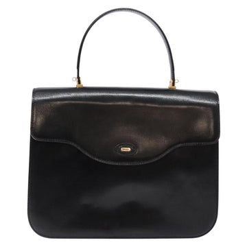 BALLY Hand Bag Leather Black Gold Auth gh533 - 0