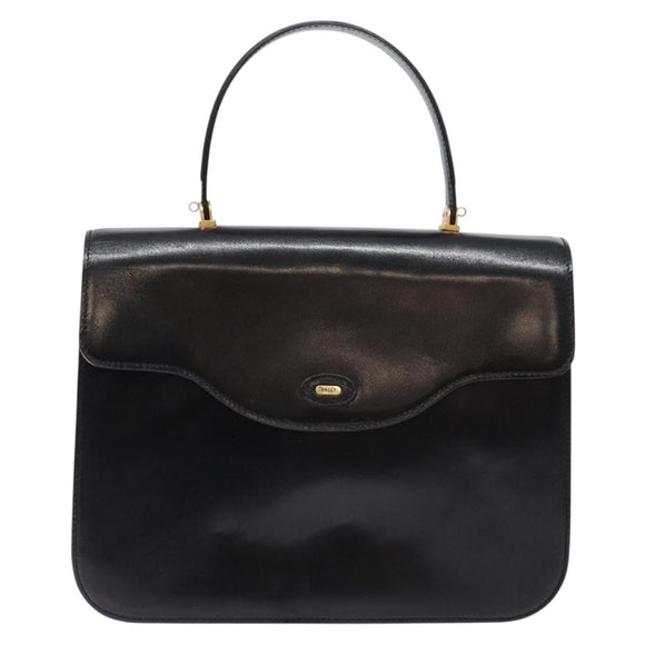 BALLY Hand Bag Leather Black Gold Auth gh533