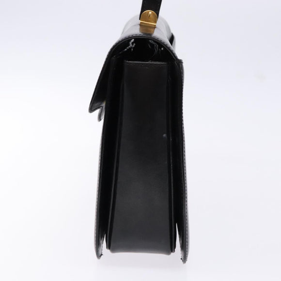 BALLY Hand Bag Leather Black Gold Auth gh533