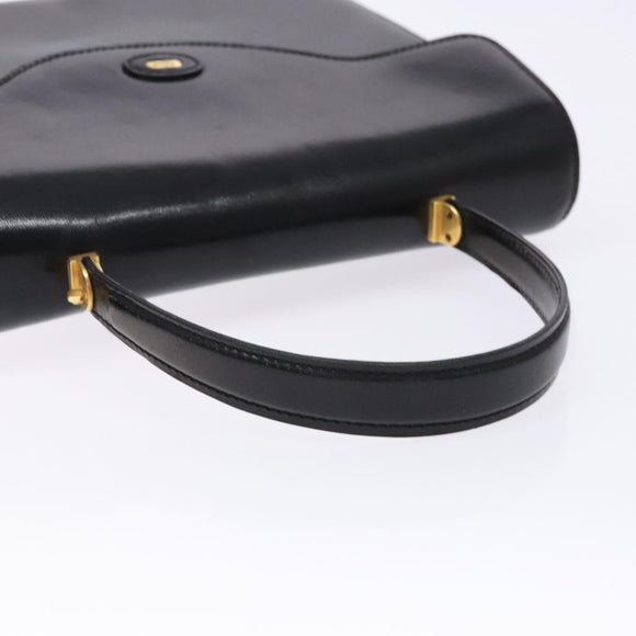 BALLY Hand Bag Leather Black Gold Auth gh533