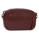 CARTIER Must Line Shoulder Bag Leather Bordeaux Gold Auth gh535-1