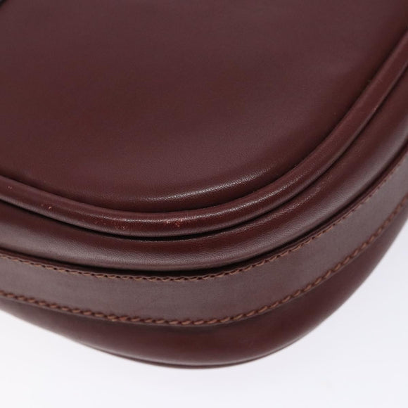 CARTIER Must Line Shoulder Bag Leather Bordeaux Gold Auth gh535