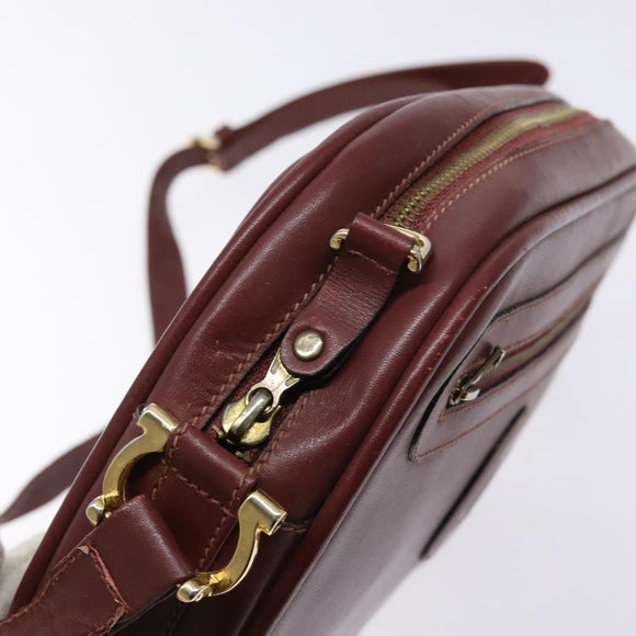 CARTIER Must Line Shoulder Bag Leather Bordeaux Gold Auth gh535