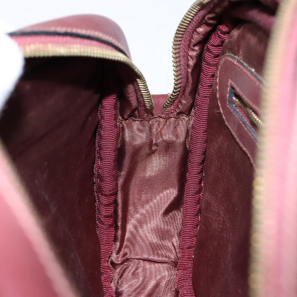 CARTIER Must Line Shoulder Bag Leather Bordeaux Gold Auth gh535