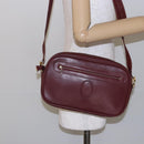 CARTIER Must Line Shoulder Bag Leather Bordeaux Gold Auth gh535-22