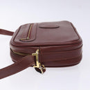 CARTIER Must Line Shoulder Bag Leather Bordeaux Gold Auth gh535-4