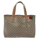 GUCCI GG Supreme Web Sherry Line Tote Bag PVC Beige Red 211134 Auth gh538-13