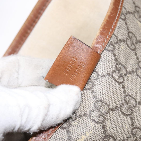 GUCCI GG Supreme Web Sherry Line Tote Bag PVC Beige Red 211134 Auth gh538