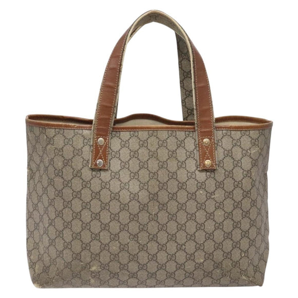 GUCCI GG Supreme Web Sherry Line Tote Bag PVC Beige Red 211134 Auth gh538